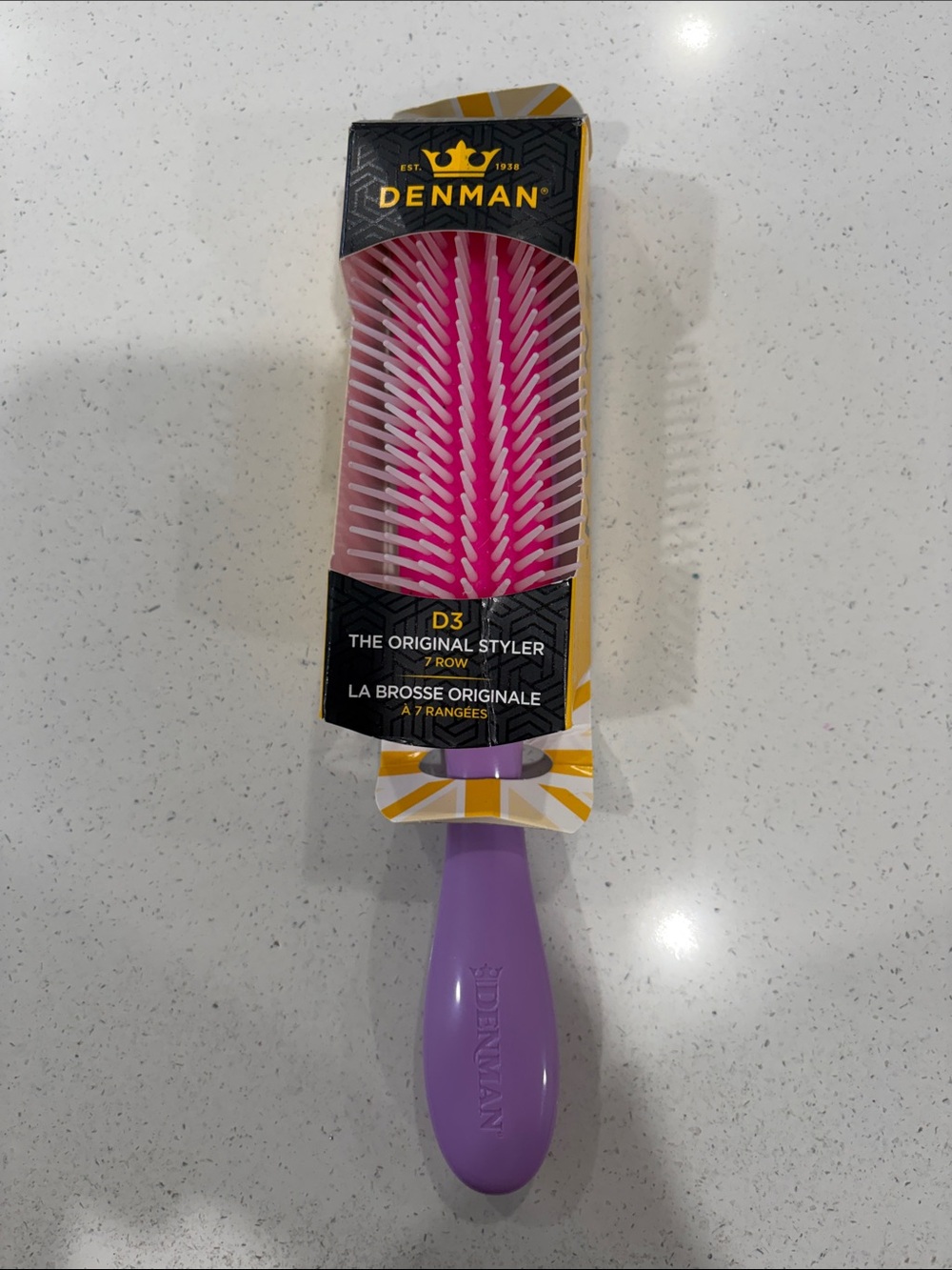 D3 Original Styler Hair Brush - Pink Bristles & Purple Handle